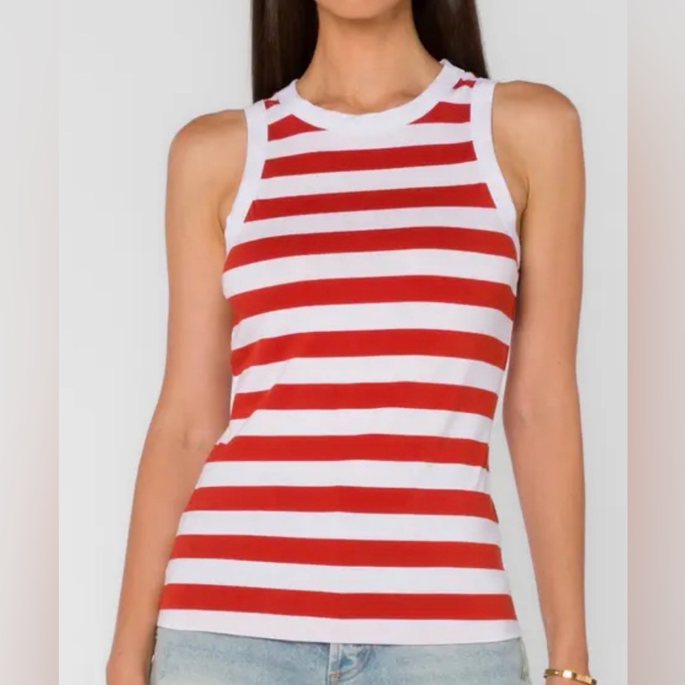 NWT Marled Essentials Red White Striped Tank Top M